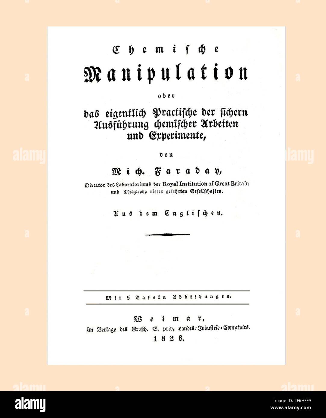 Michael Faraday Title Page in German Language Stock Photo