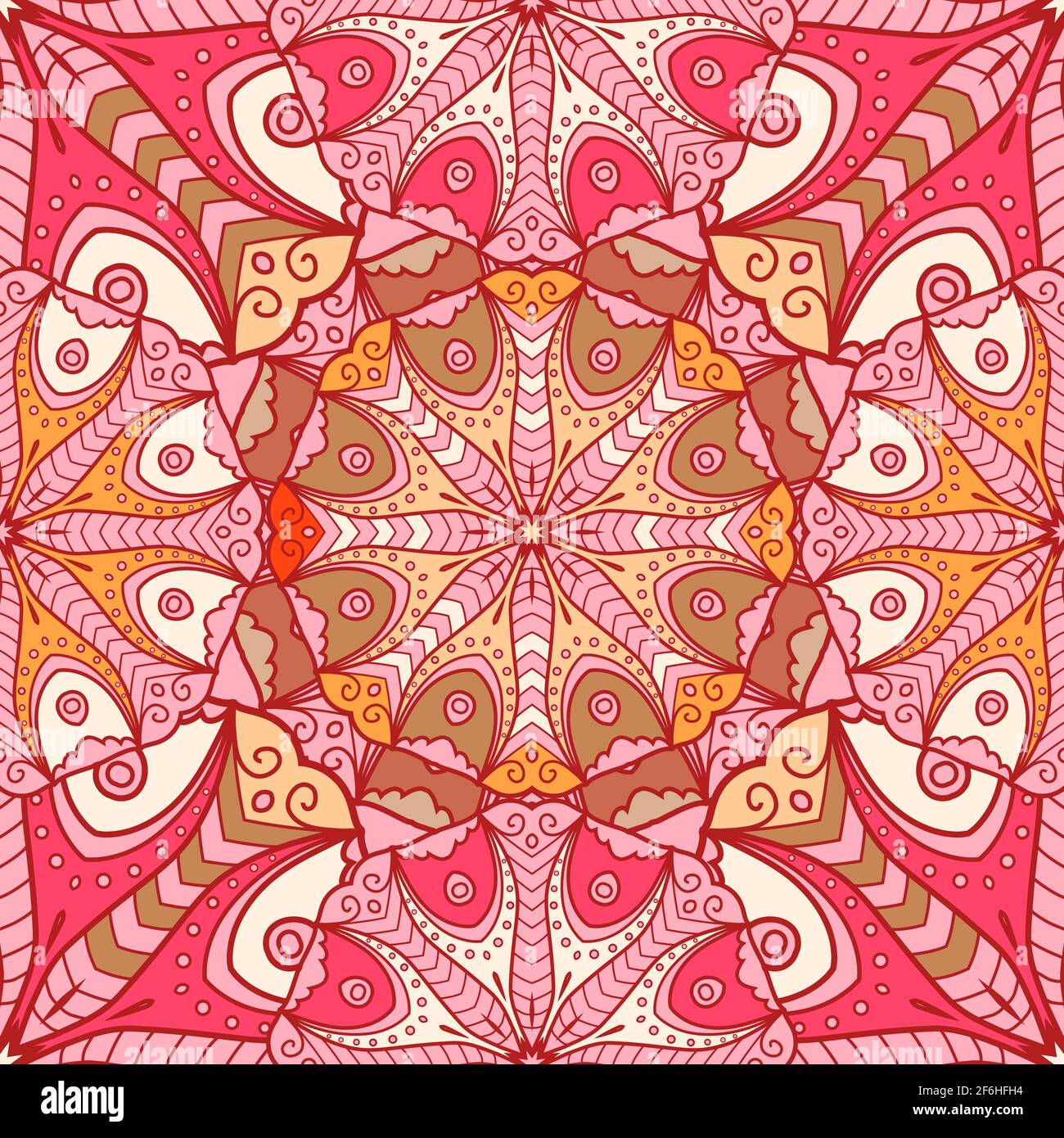 Doodle lace seamless background with circle ornament Stock Vector