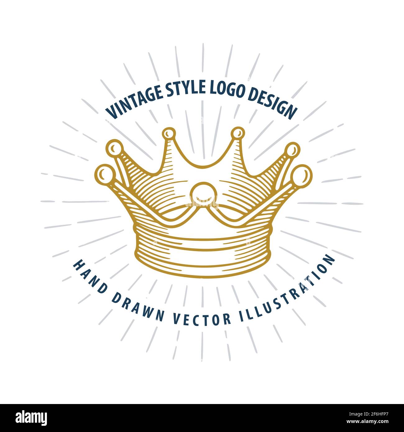 Crown. Hand drawn crown vector illustration. Vintage, engraving style crown drawing. Part of set. Stock Vector