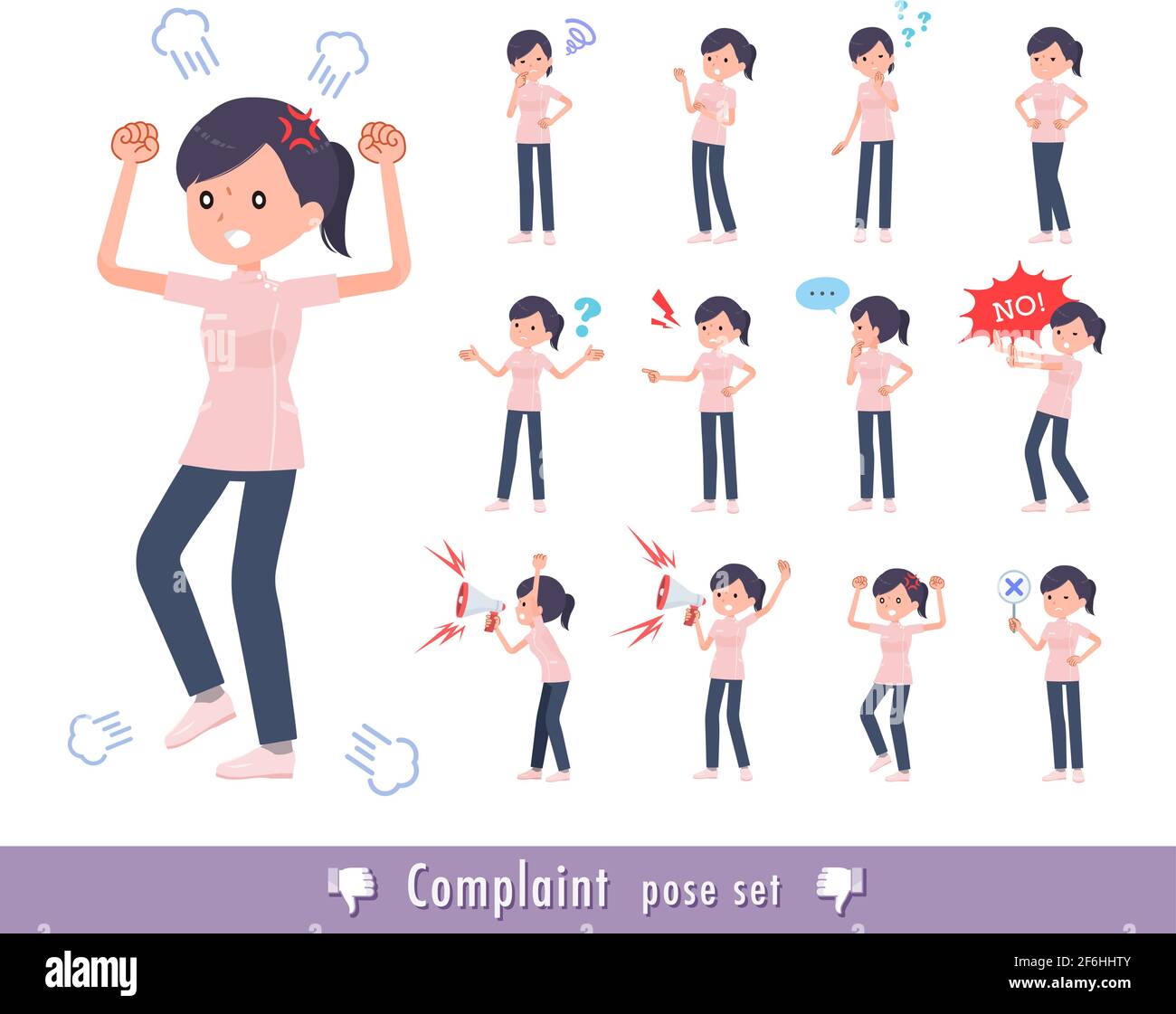 A set of Medical staff women expressing their discontent.It's vector art so easy to edit. Stock Vector