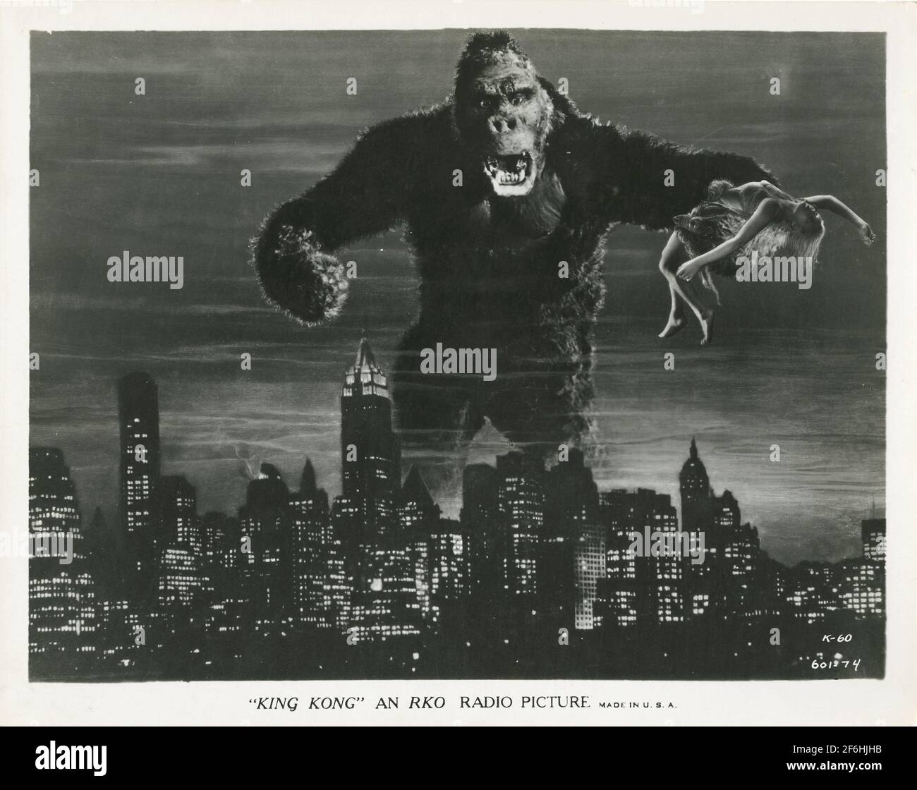 Classic King Kong, publicity photo 1933. Featuring Fay Wray, Bruce Cabot, Robert Armstrong, Frank Reicher. Adventure / Fantasy / Action / Romance. Stock Photo