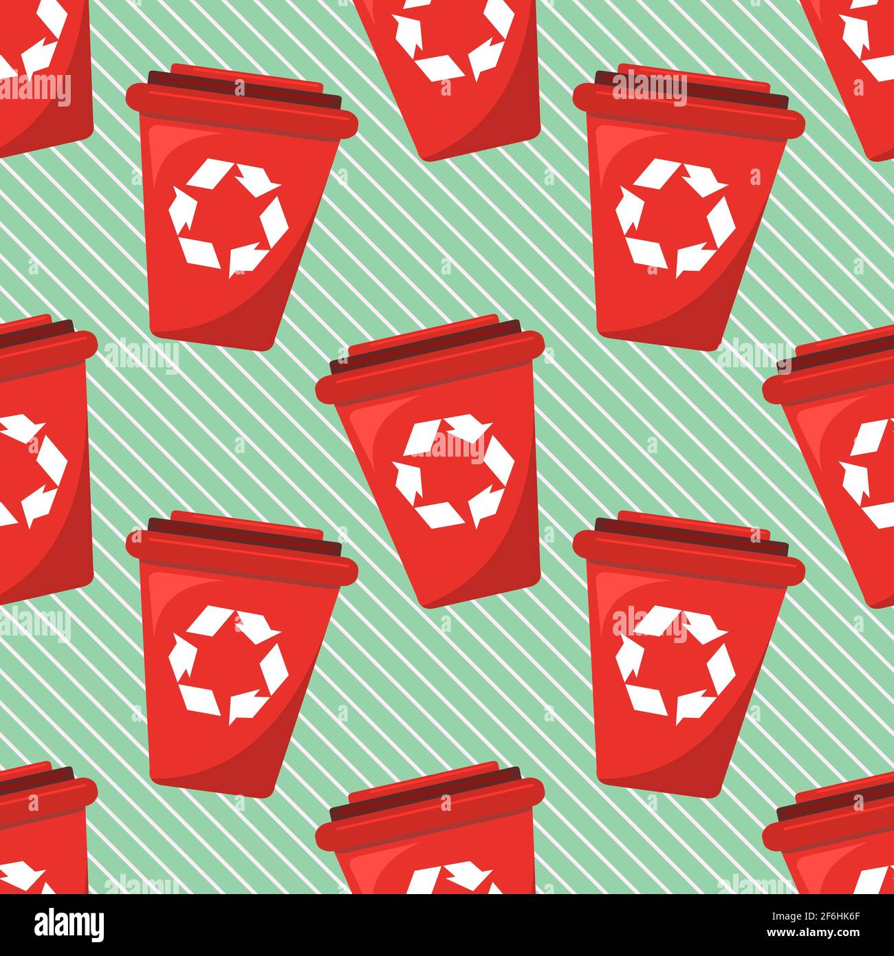 red trash can seamless pattern vector illustration Stock Vector