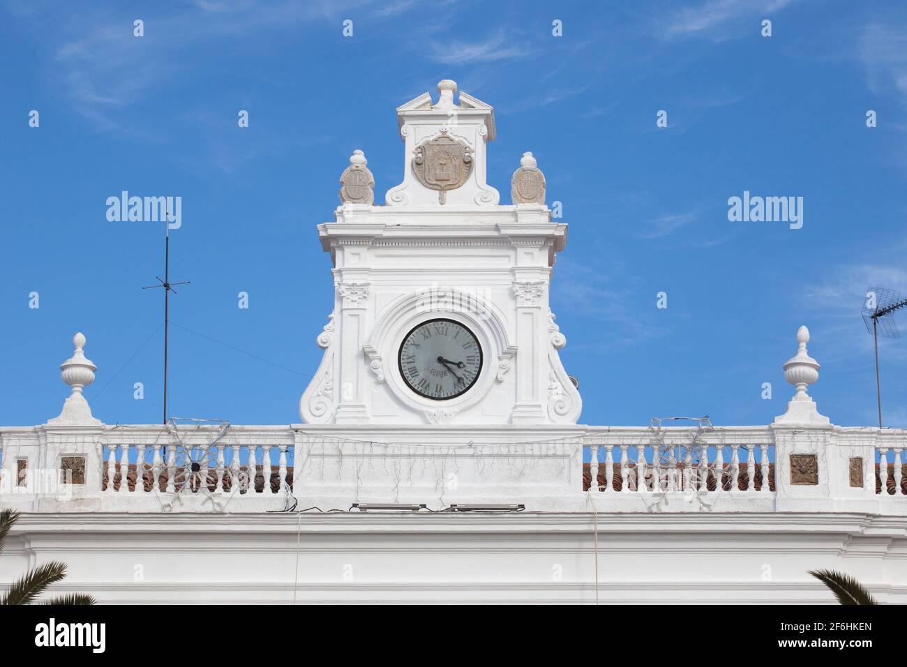Llerena City Hall facade top. Extremadura, Spain Stock Photo