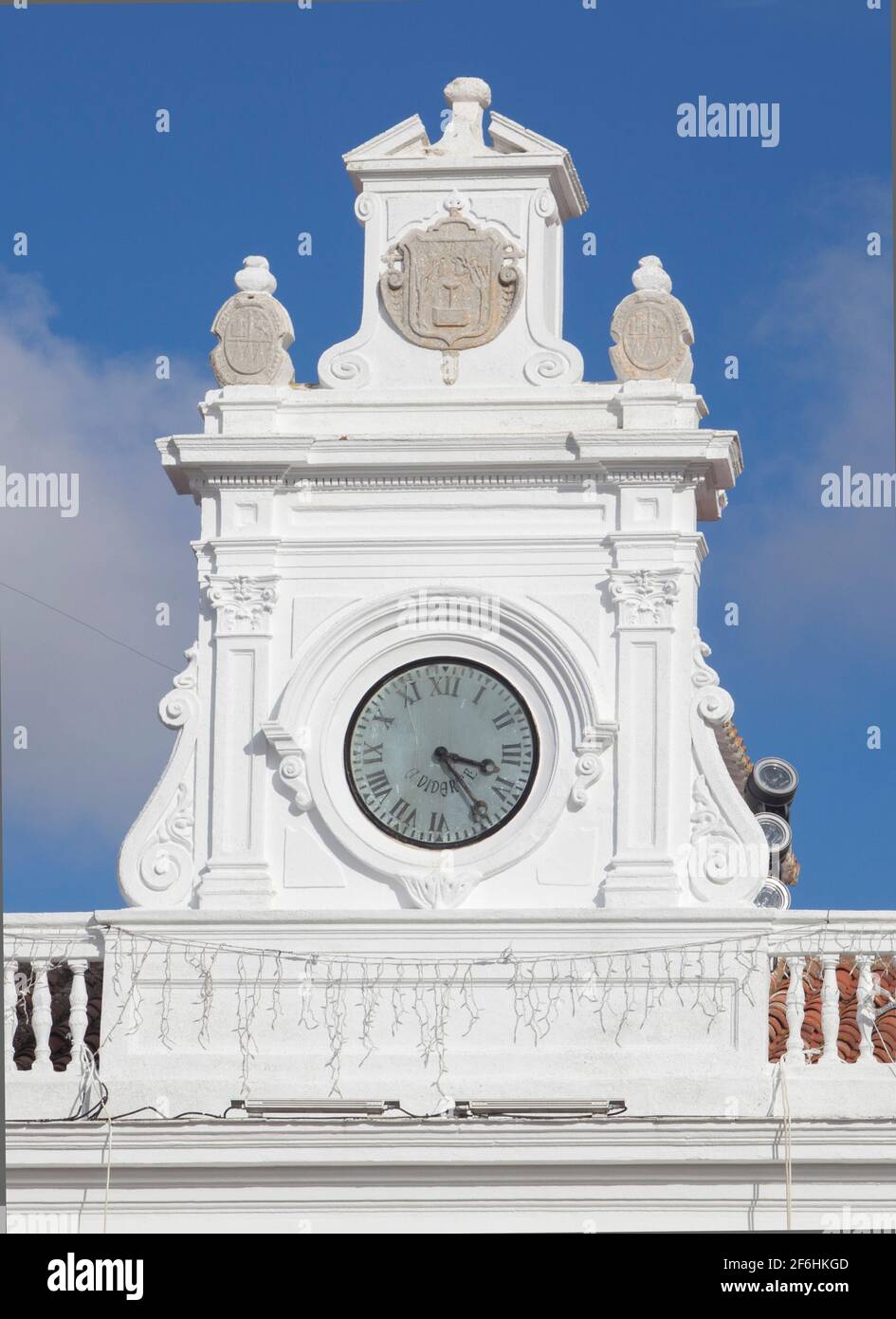 Llerena City Hall Clock. Extremadura, Spain Stock Photo