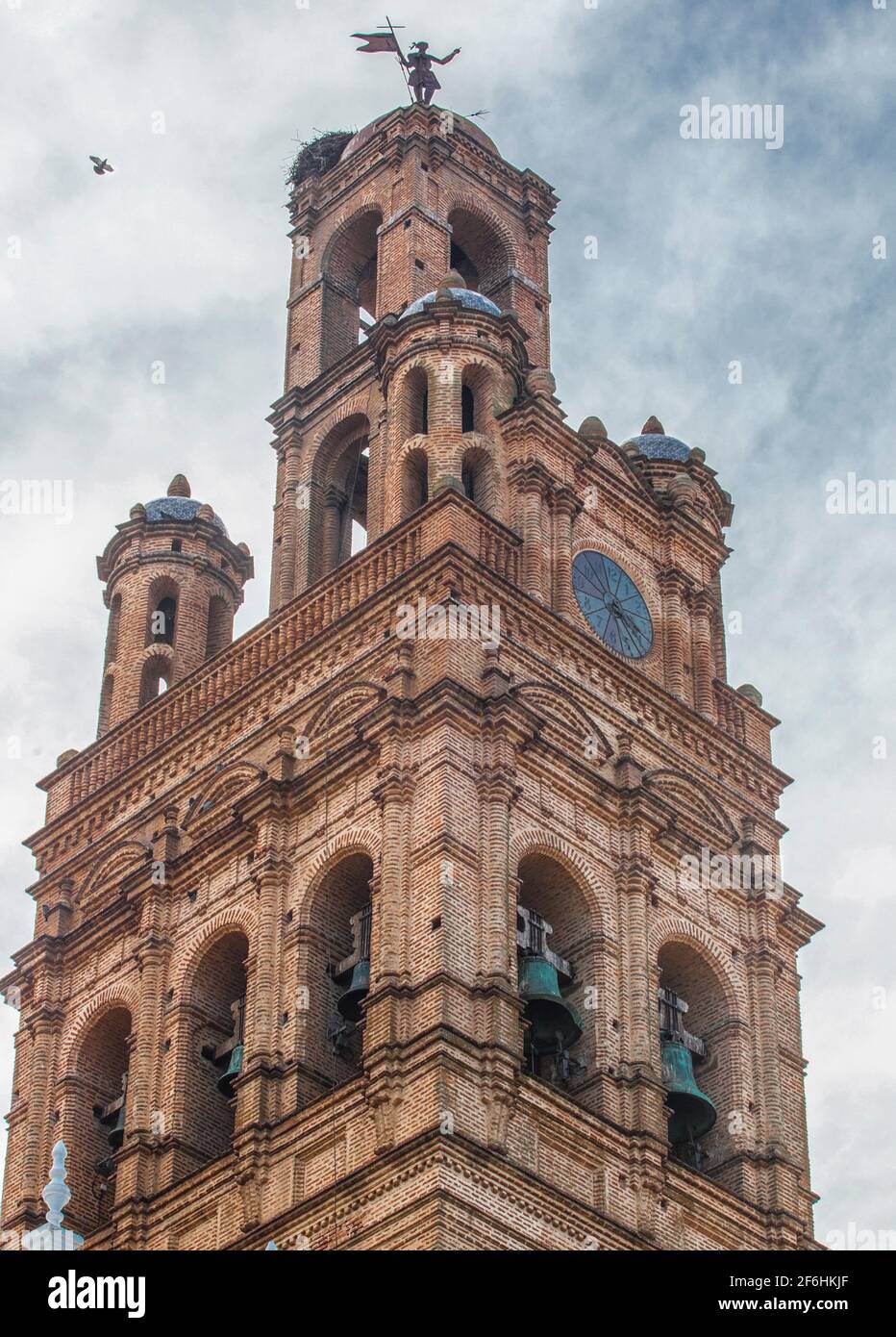 Our Lady of Granada magnificent tower of brick. Llerena, Extremadura, Spain Stock Photo