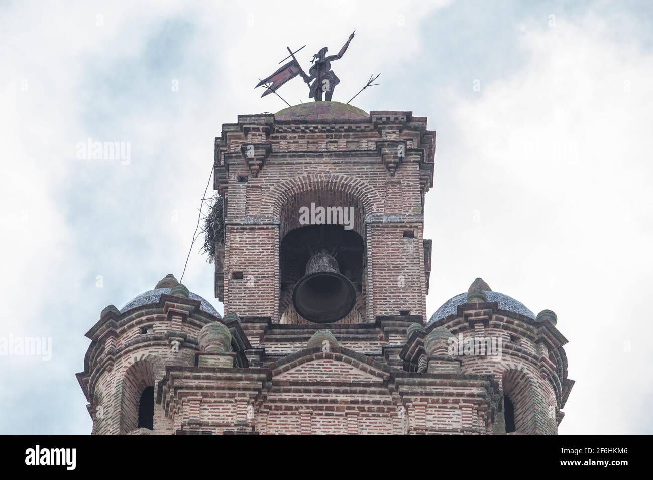 Our Lady of Granada magnificent tower of brick top. Llerena, Extremadura, Spain Stock Photo