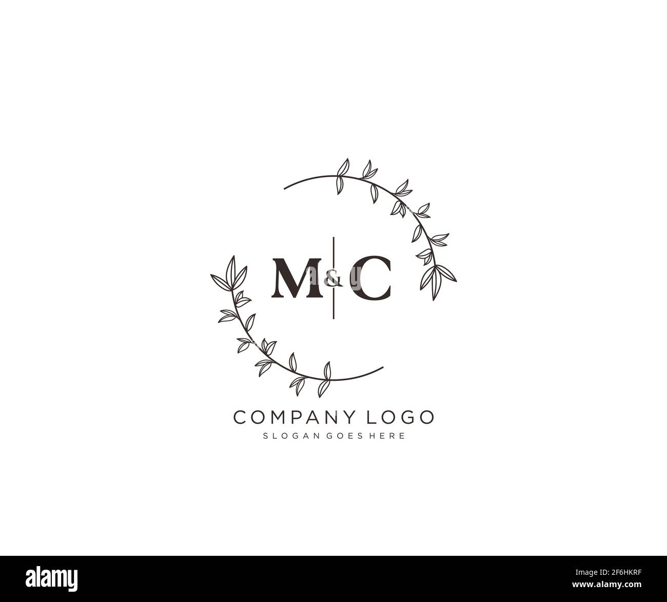 MC letters Beautiful floral feminine editable premade monoline logo ...