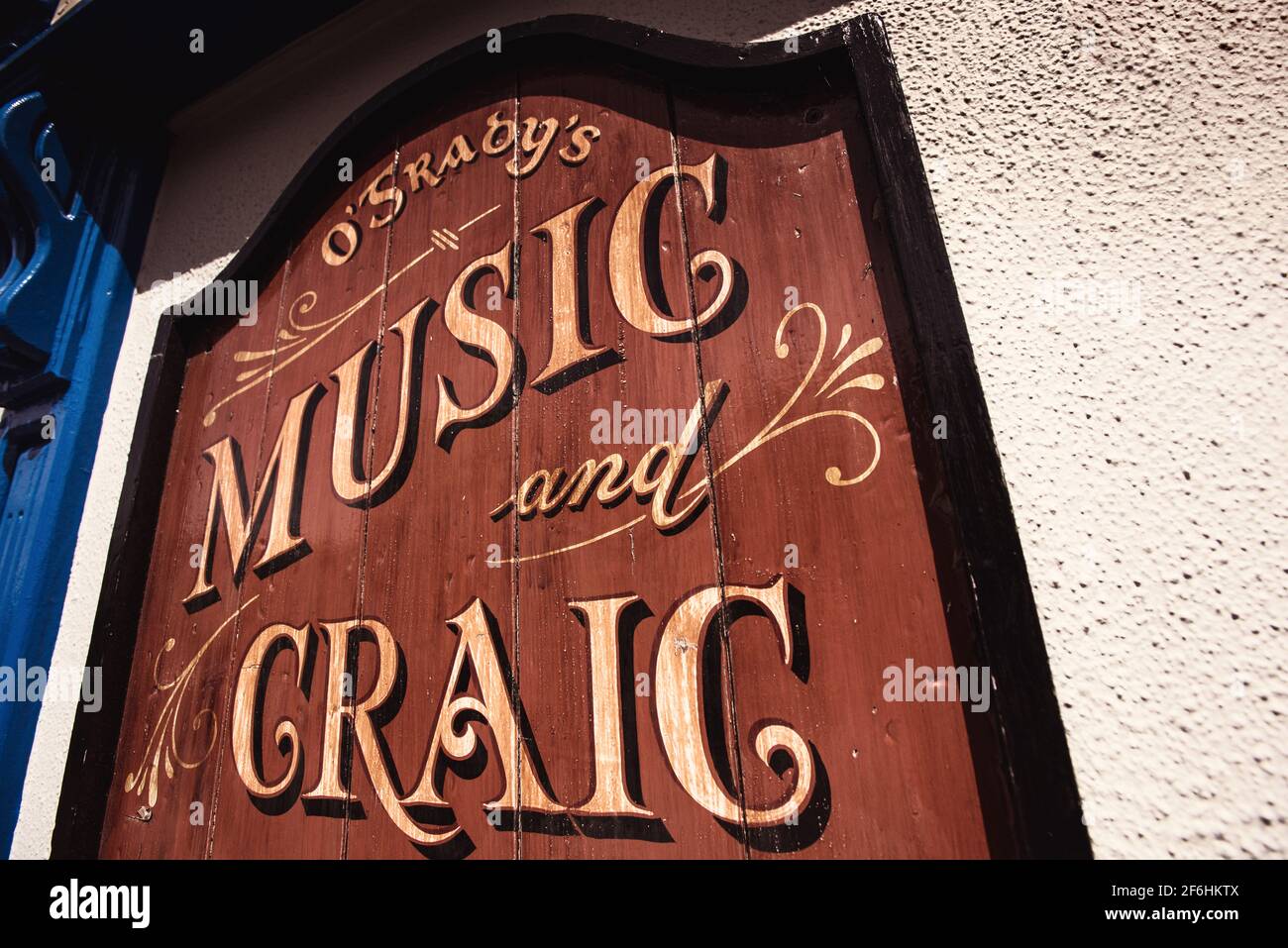 O'Gradys Music & Craic sign. Stock Photo
