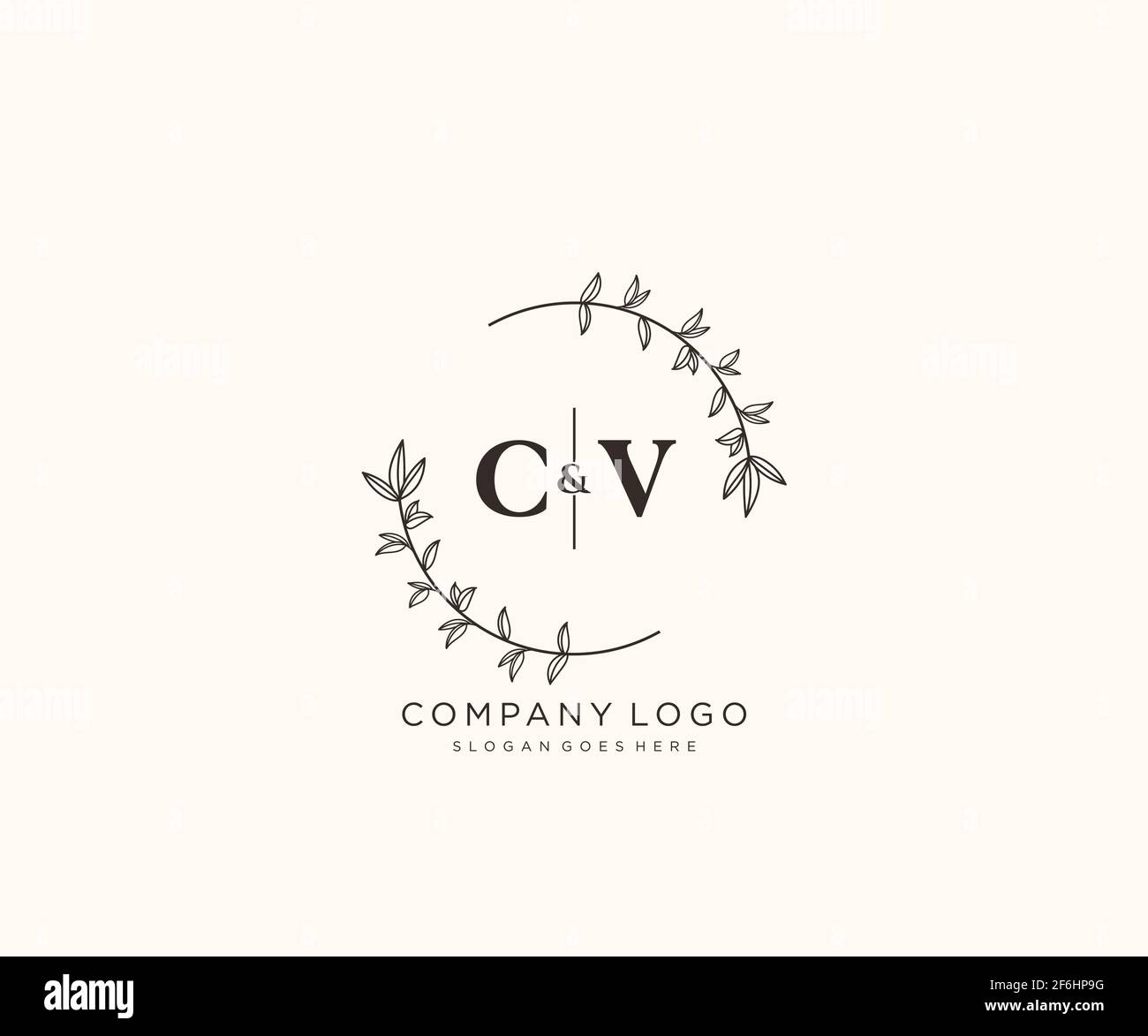 CV letters Beautiful floral feminine editable premade monoline logo suitable for spa salon skin hair beauty boutique and cosmetic company. Stock Vector