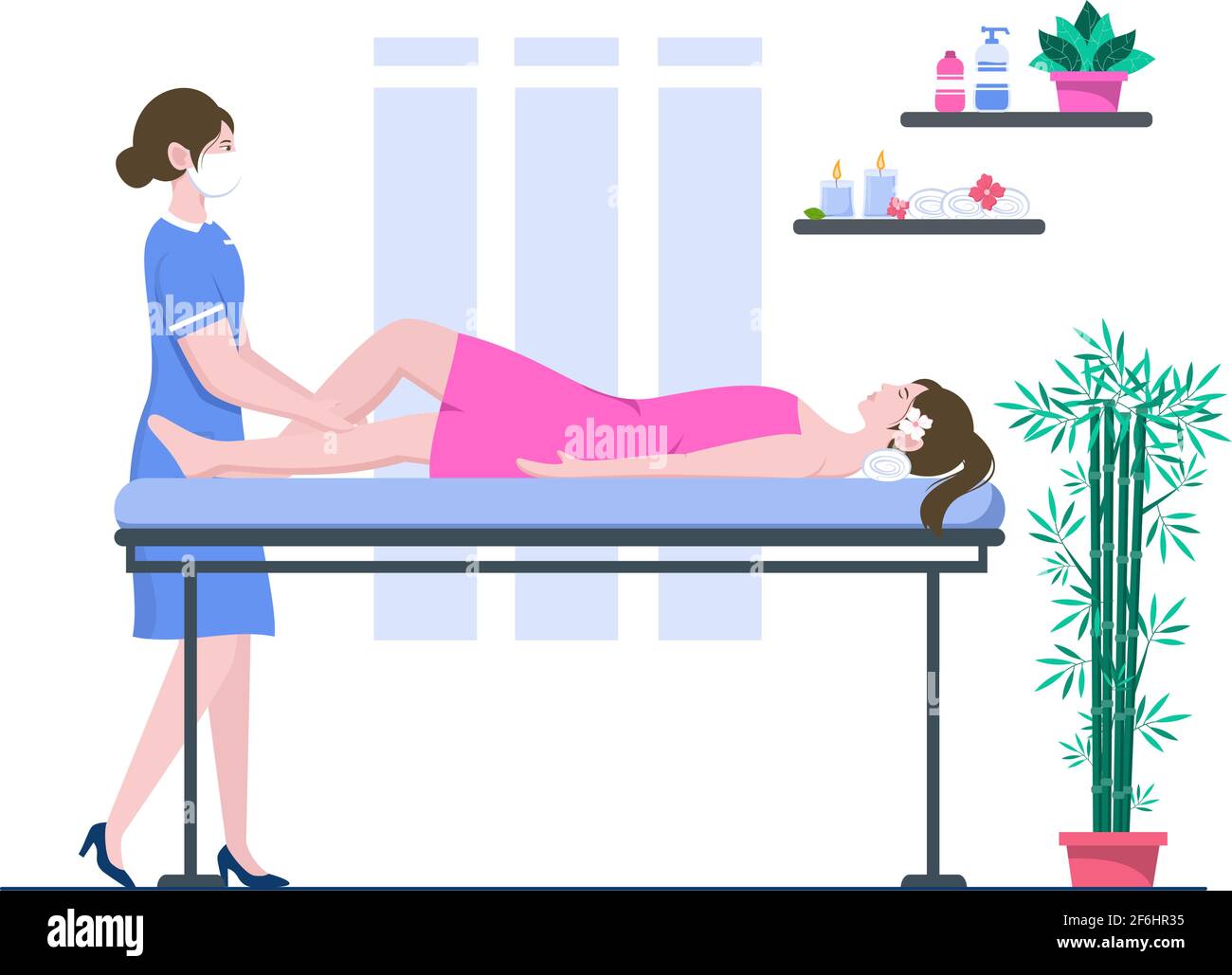 Massage Vector Illustration In Beauty Salon Body Spa Relaxation