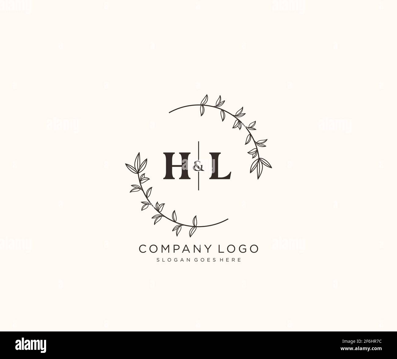 HL letters Beautiful floral feminine editable premade monoline logo suitable for spa salon skin hair beauty boutique and cosmetic company. Stock Vector