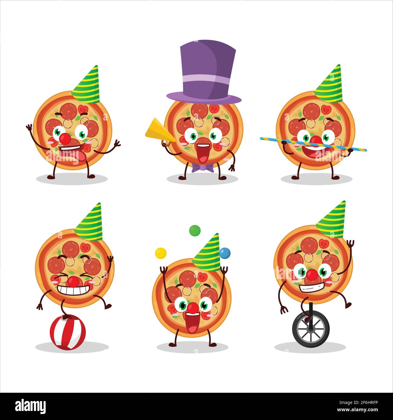 Cartoon character of beef pizza with various circus shows. Vector illustration Stock Vector