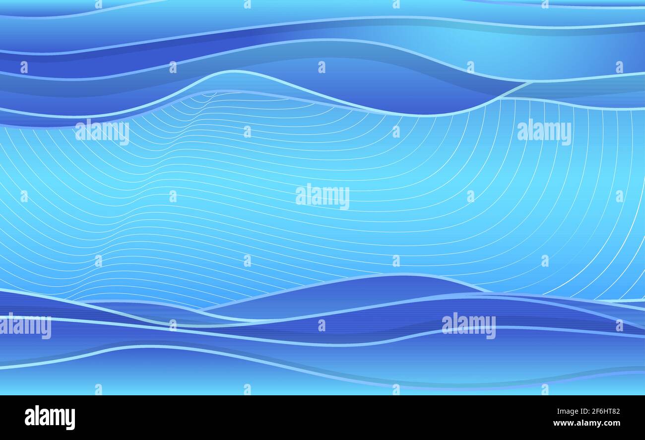 Abstract blue water waves, layered background. Vector illustration ...