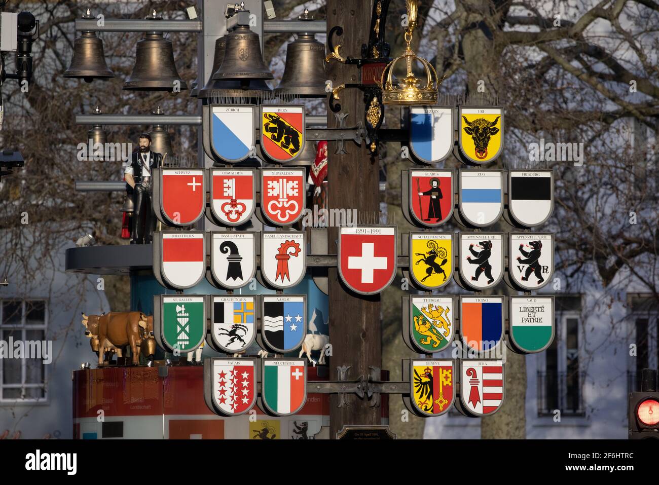 Swiss glockenspiel clock in London's Leicester Square, London, England