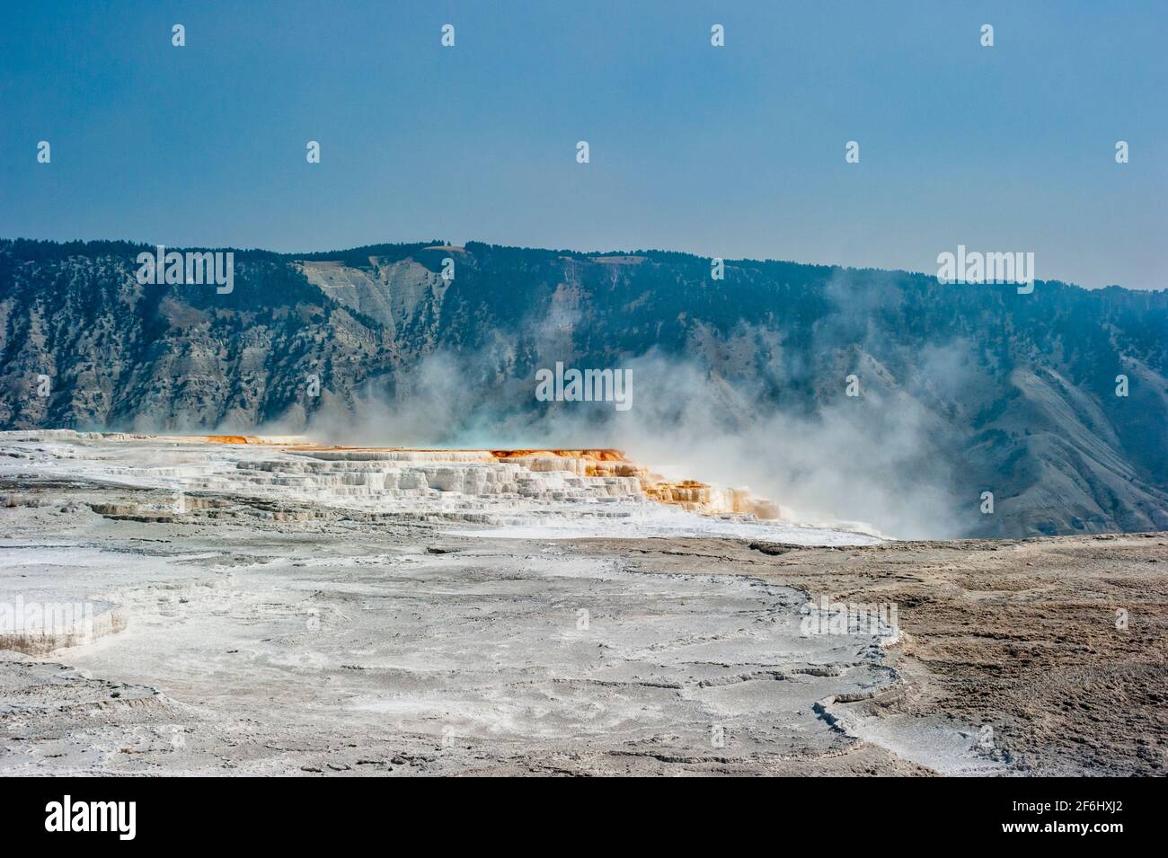 Hot spring at Yellowstone. Rising hot water releases heat energy by