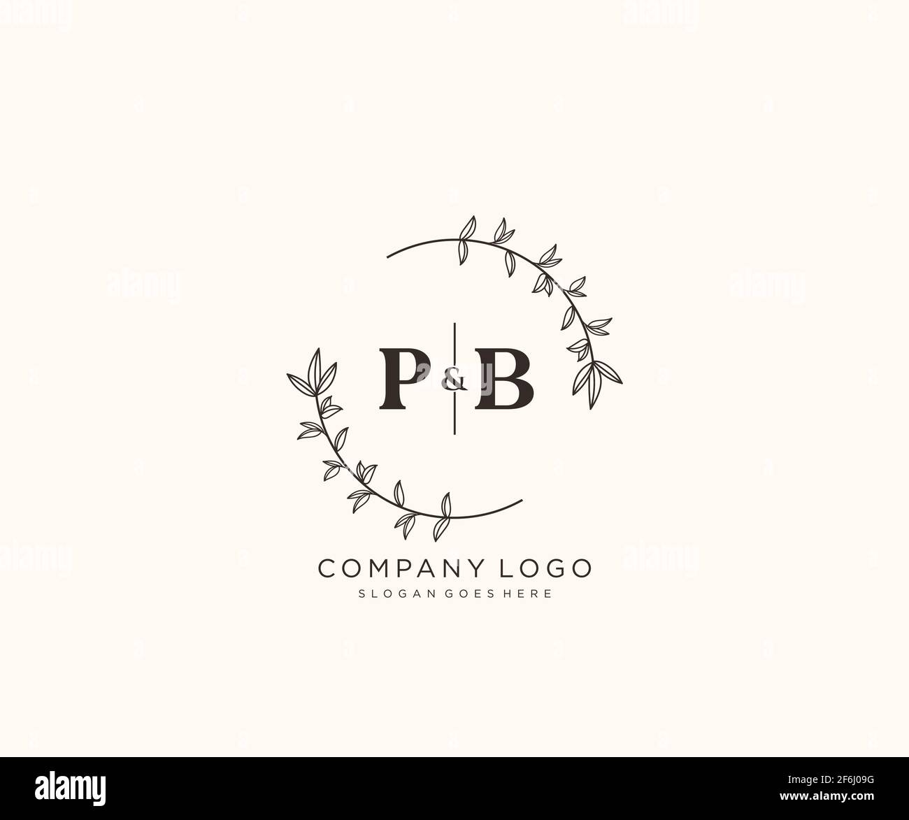 PB letters Beautiful floral feminine editable premade monoline logo ...