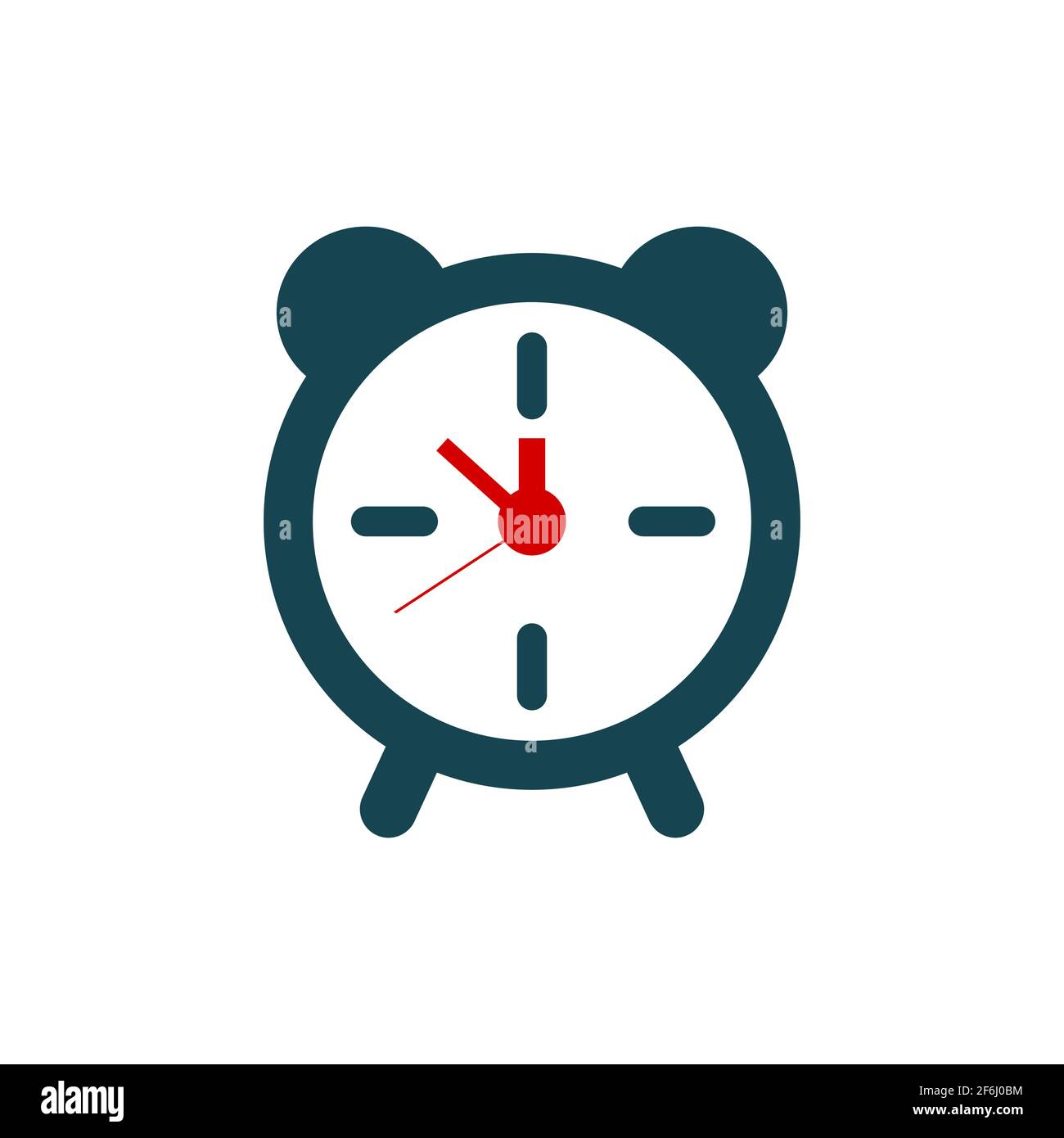 Analog alarm clock icon. Clock showing five minutes to twelve. Deadline concept. Wake up time. Blue clock with red handles. Last minute offer. Vector Stock Vector