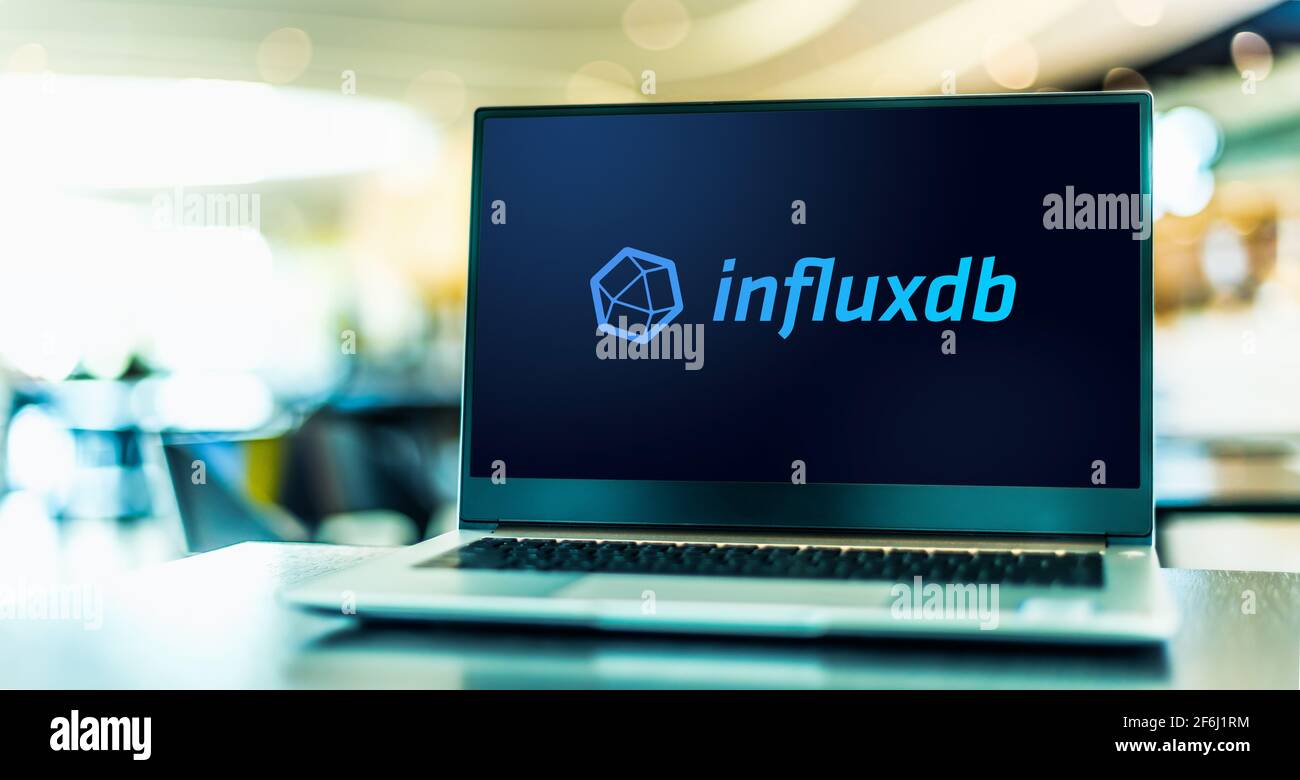 Poznan pol mar 15 2021 laptop computer displaying logo of influxdb