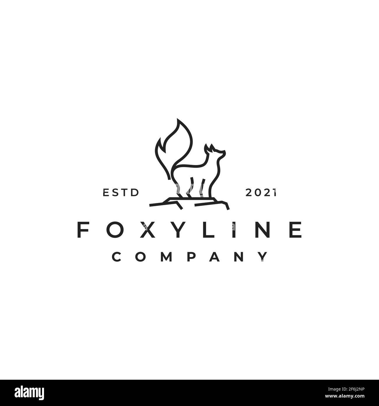 Fox Line Outline Vector Illustration Logo Design Stock Vector