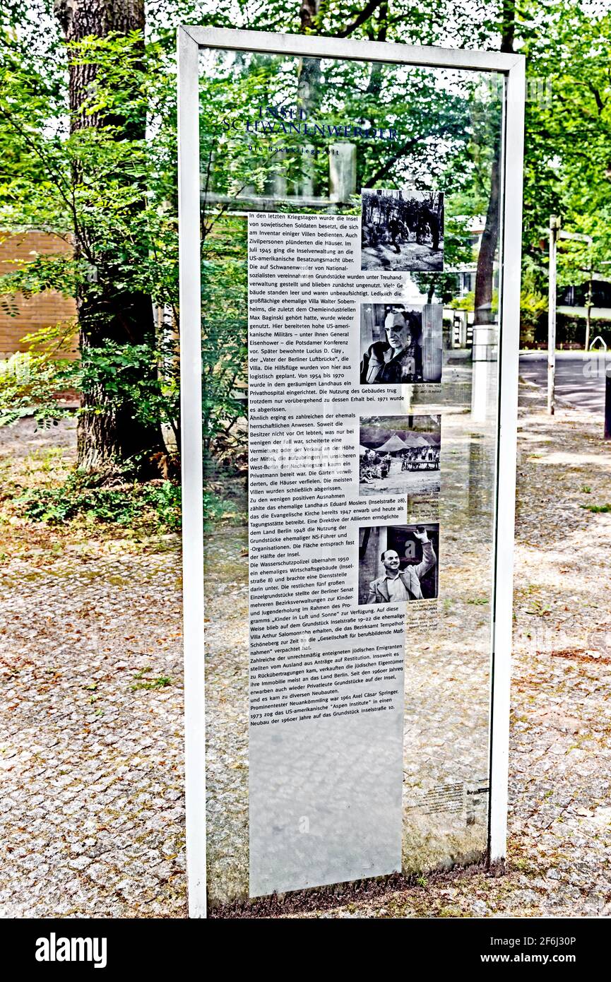 Berlin Insel Schwanenwerder Erinnerung an frühere Eigentümer und Bewohner Stock Photo Alamy