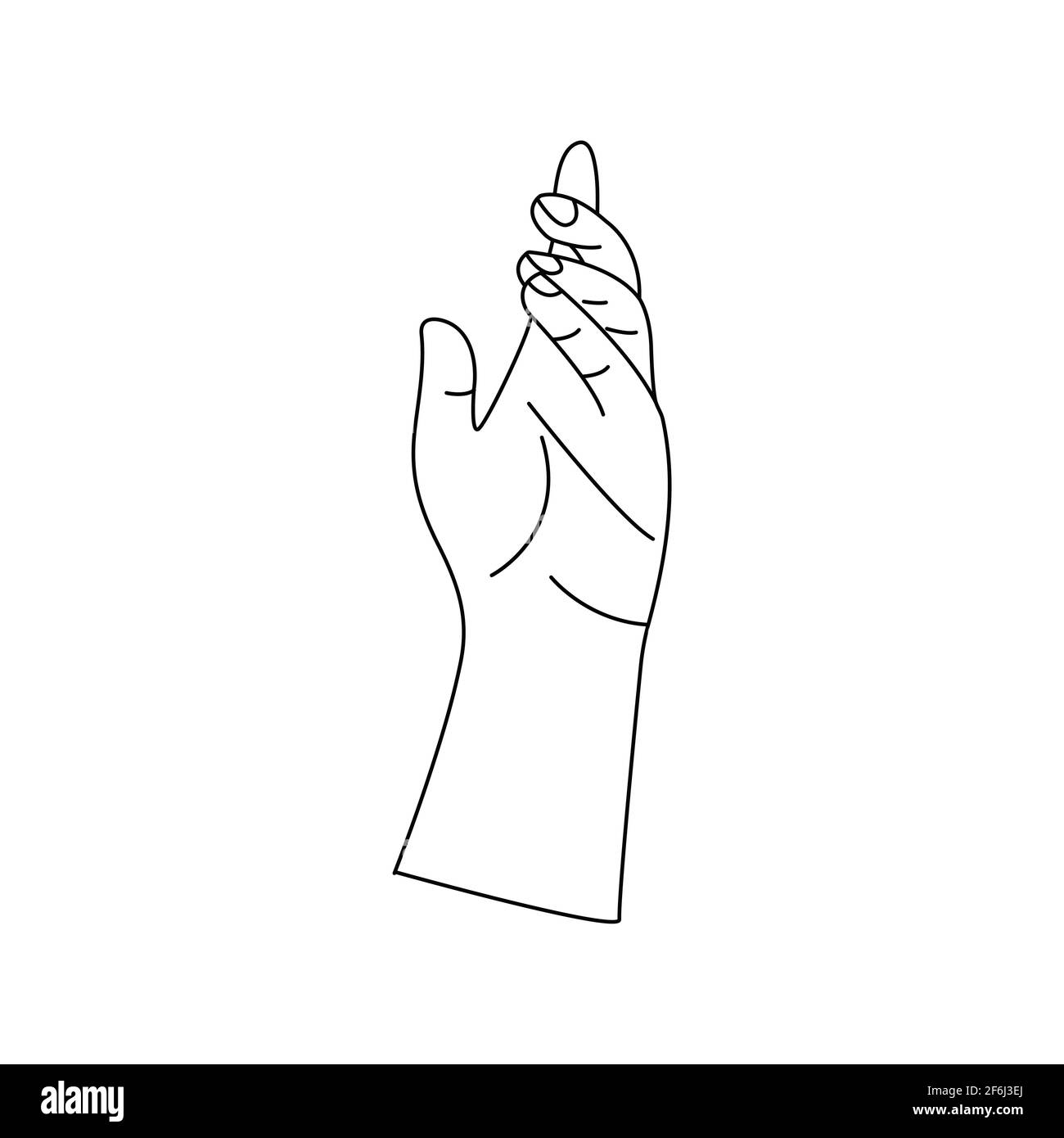 Human hand to the wrist, gesturing. Linear vector black and white ...