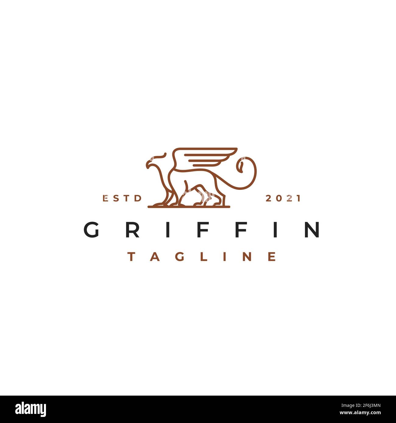 Line Art Griffin Vector Illustration Logo Design Template Stock Vector