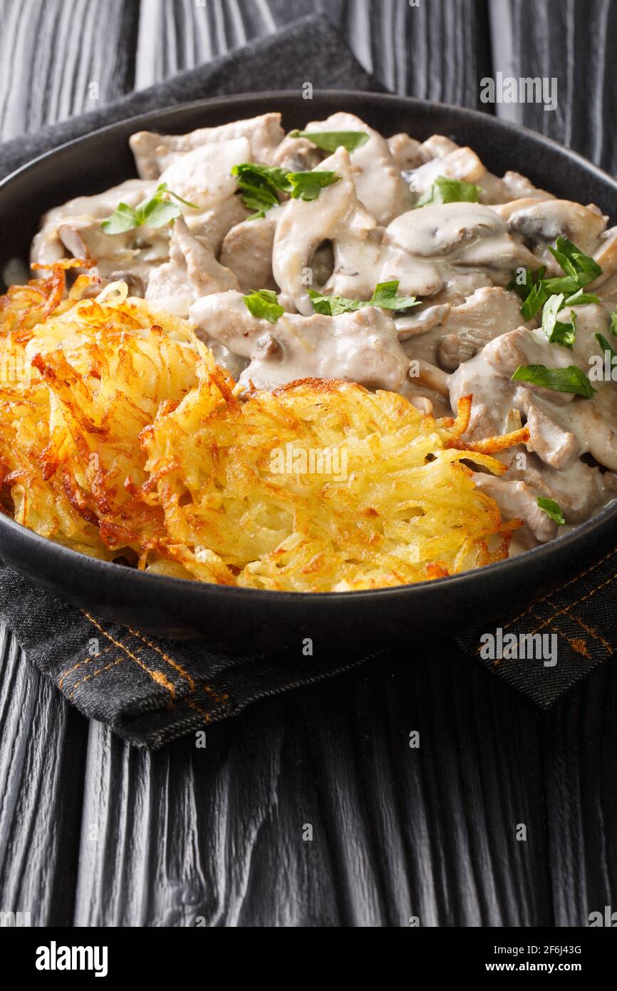 Zurich Ragout or Zurcher Swiss simple ragout or stew