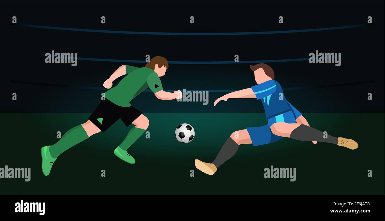 Two Soccer Players Duel in the Game 23985616 Vector Art at Vecteezy