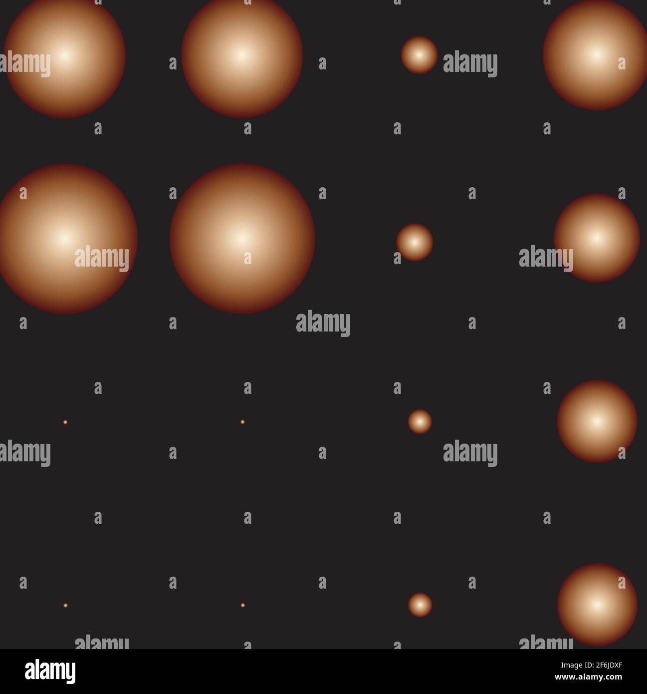 spheres of different sizes on black background Stock Photo