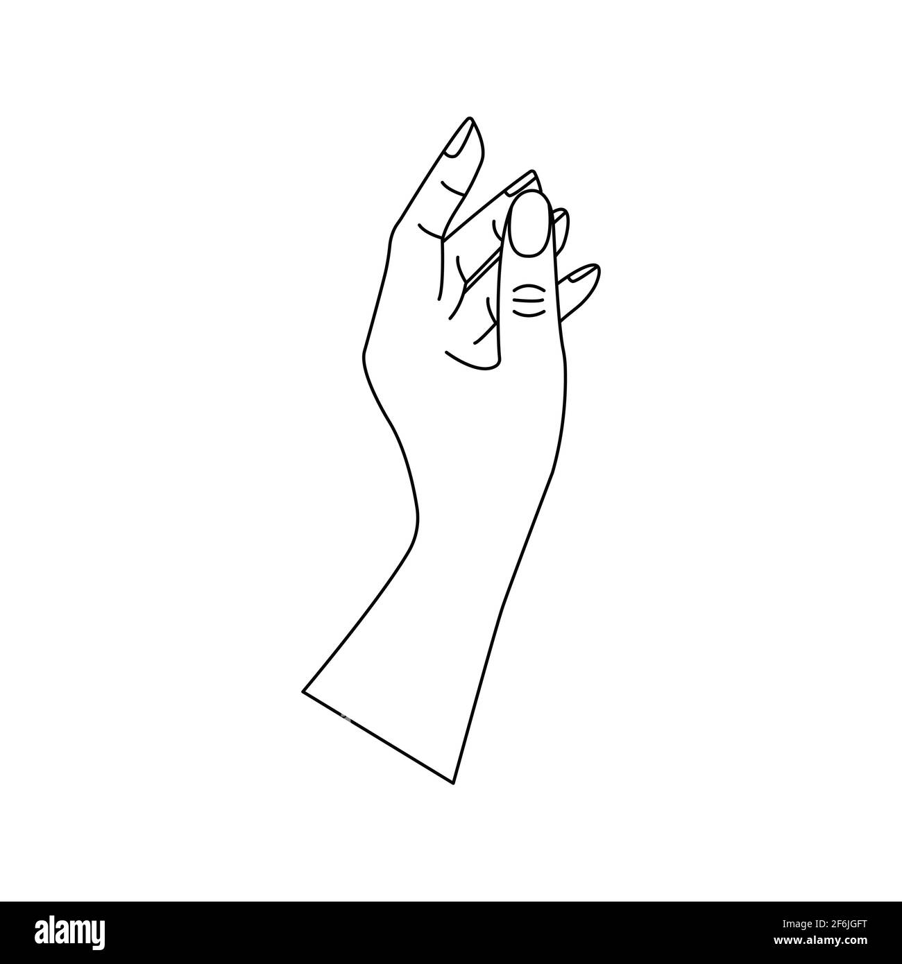 Human hand to the wrist, gesturing. Linear vector black and white ...