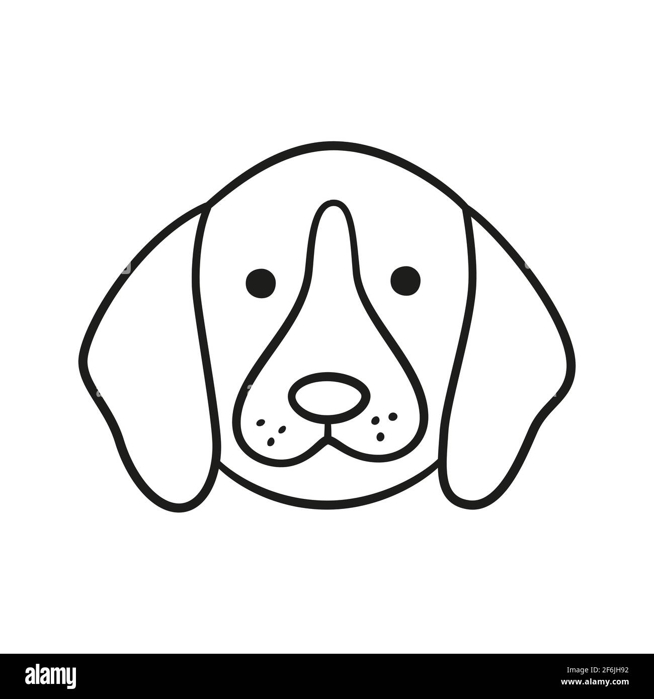 Cute beagle face. Dog head icon. Hand drawn isolated vector ...