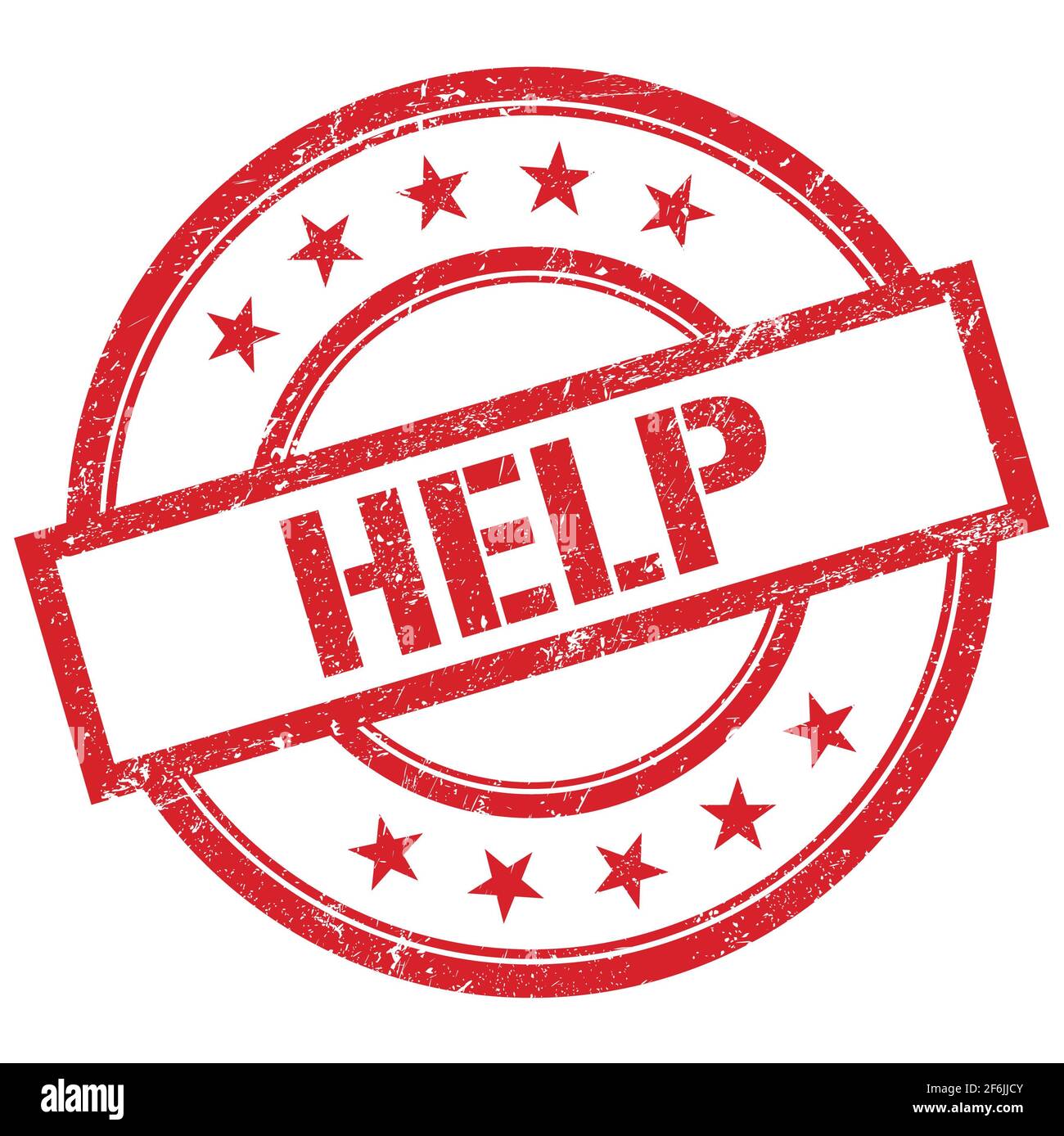 HELP text written on red round vintage rubber stamp Stock Photo - Alamy