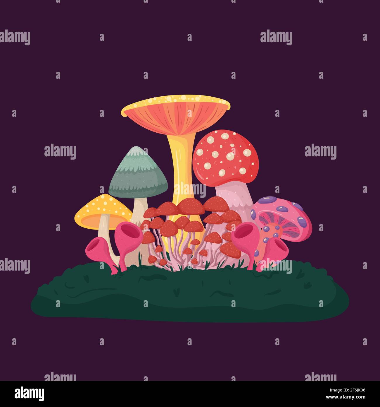 Fantasy alien mushroom composition. Fantastic concept art for decorative design. Stock Vector