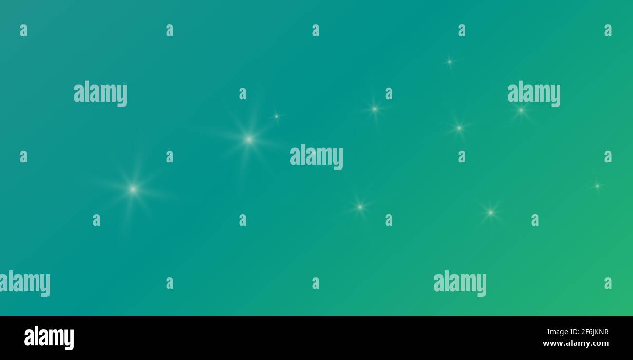 turquoise blue sapphire Gradient colorful bright background with stars flare glare lights. Vector illustration horizontal format Stock Vector