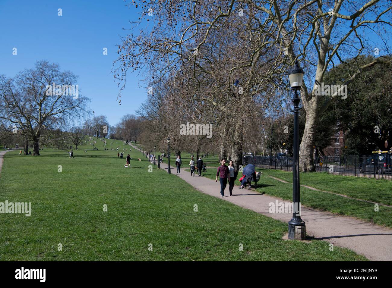 Primrose Hill on a sunny spring day north London Stock Photo