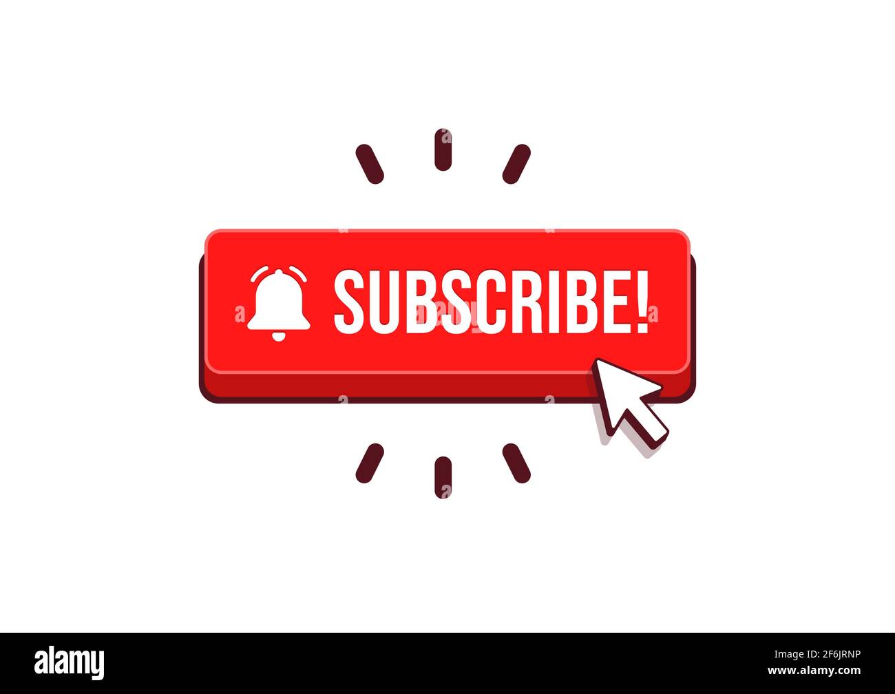 Subscribe button with arrow cursor and shadow icon vector. Stock Vector