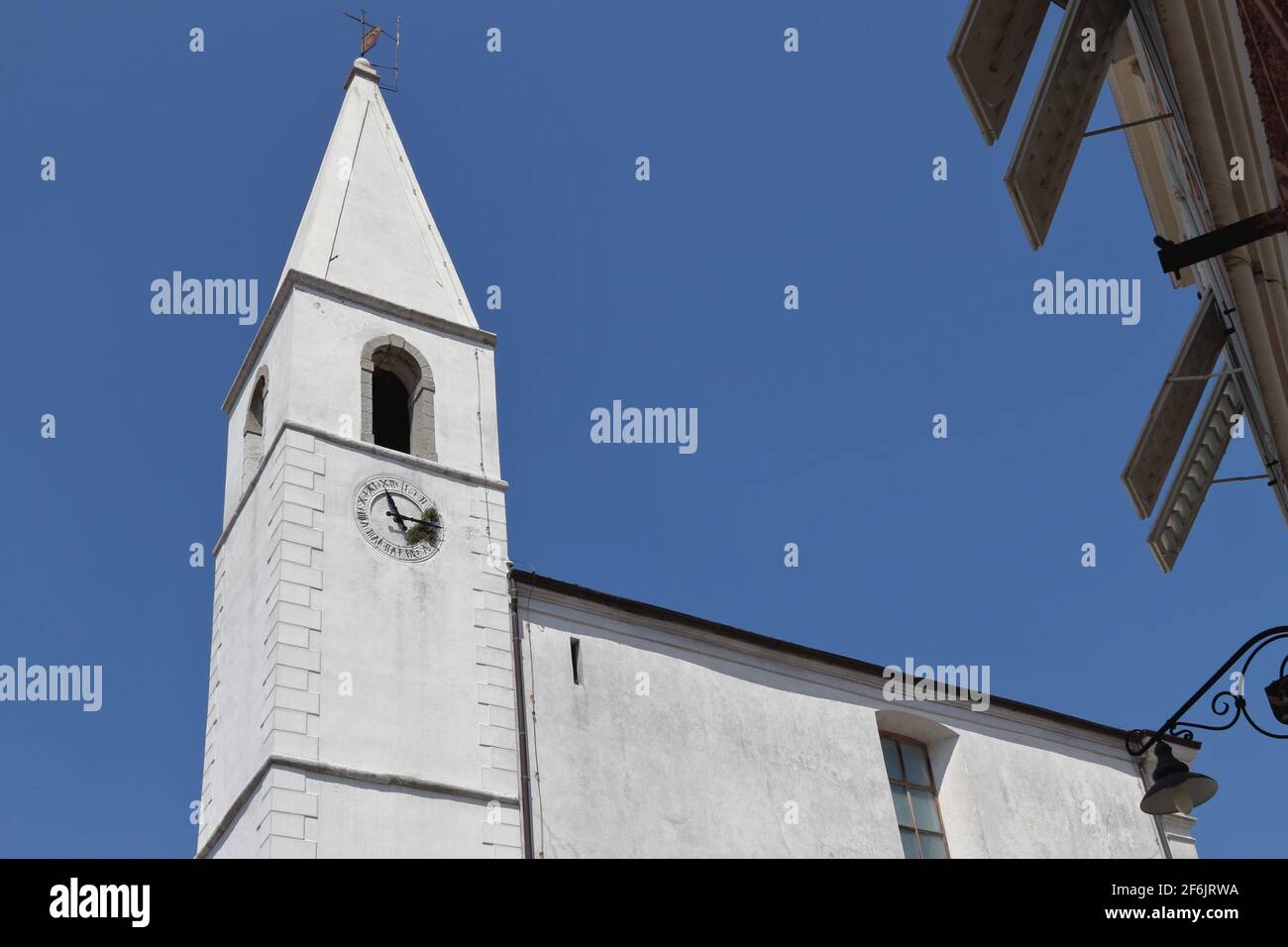 Bell tower of Catholic Church. Isola, Slovenia Stock Photo