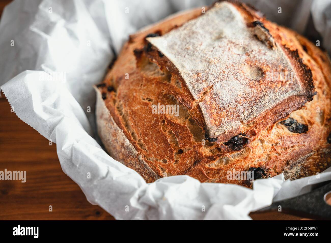 Sourdough artisan bread loaf of traditional Homemade rye starter Stock Photo