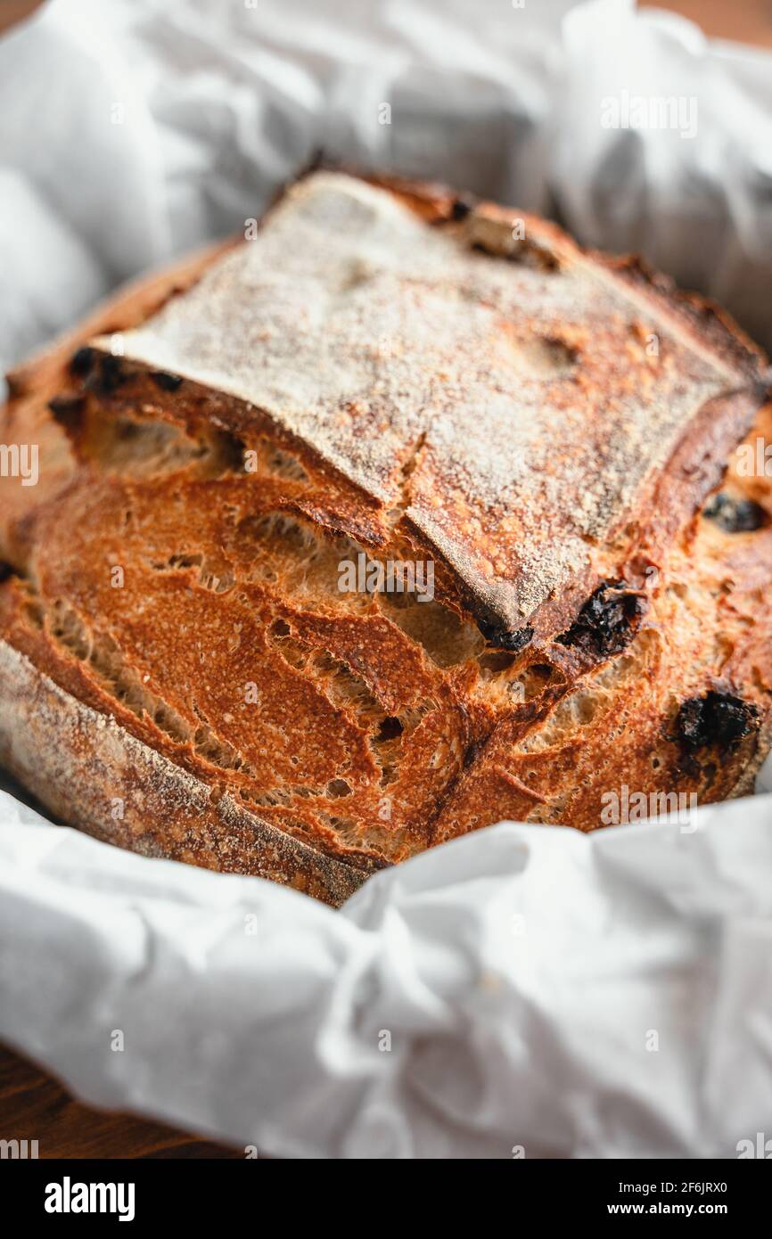 Sourdough artisan bread loaf of traditional Homemade rye starter Stock Photo