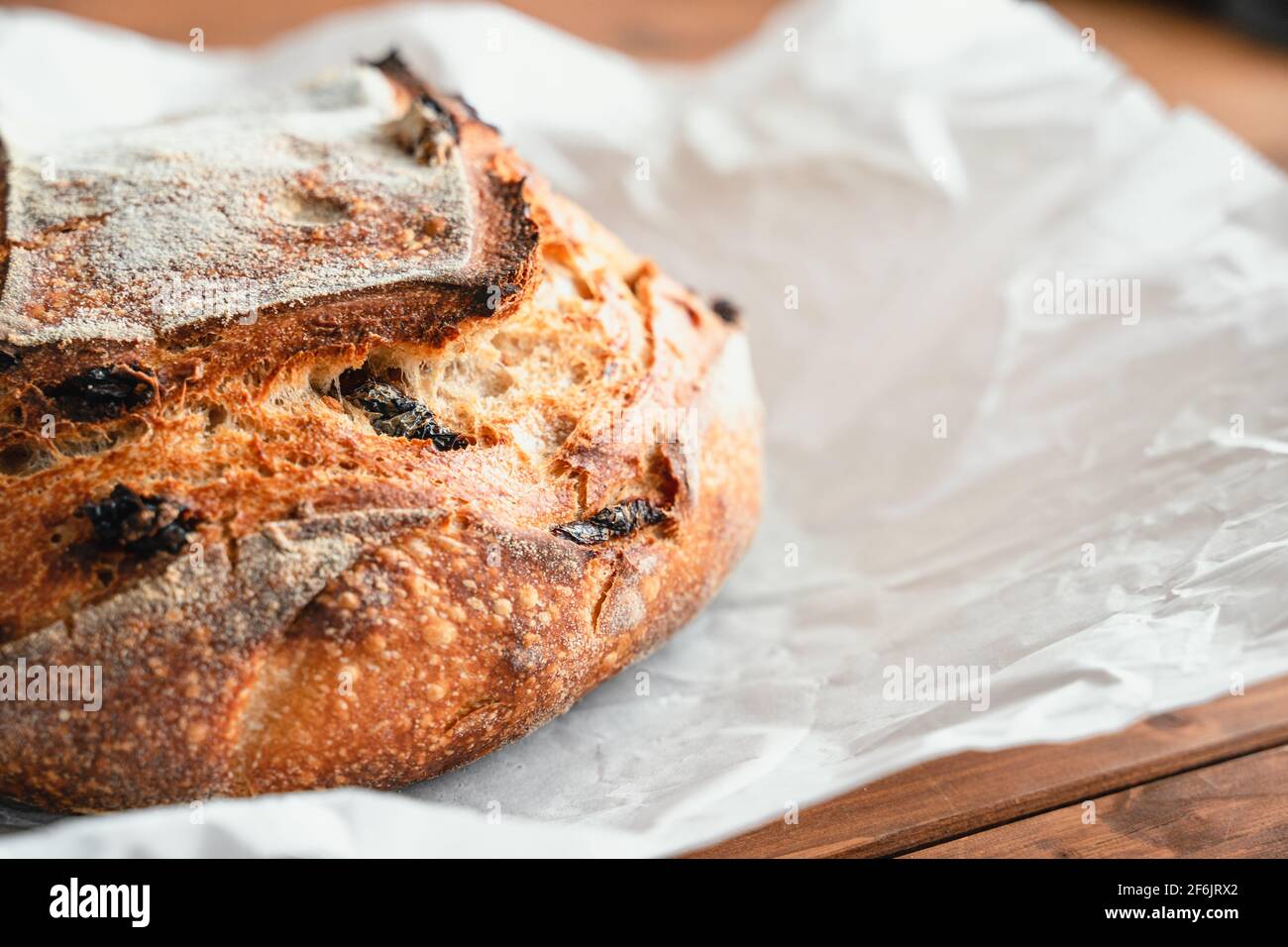 Sourdough artisan bread loaf of traditional Homemade rye starter Stock Photo