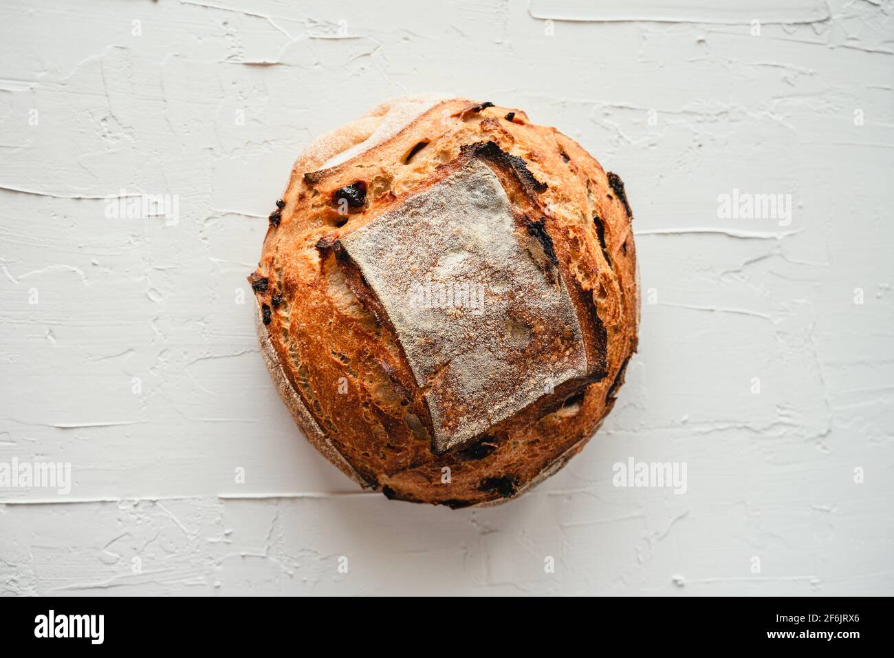 Sourdough artisan bread loaf of traditional Homemade rye starter Stock Photo