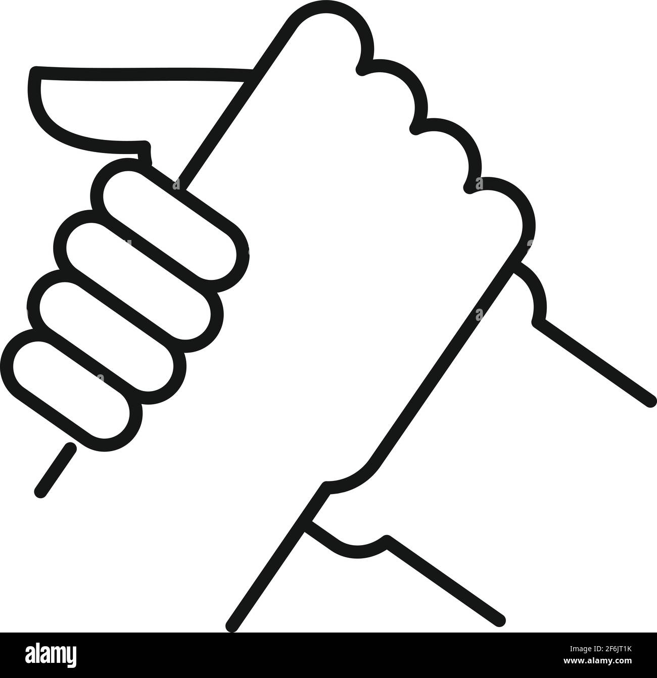 Arm wrestling partner icon, outline style Stock Vector