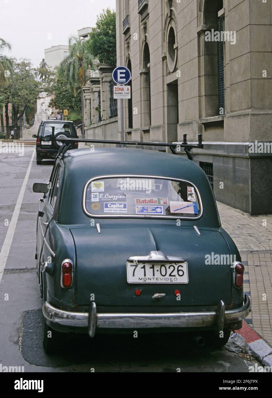 vintage car parked on a street of Montevideo, Uruguay Stock Photo