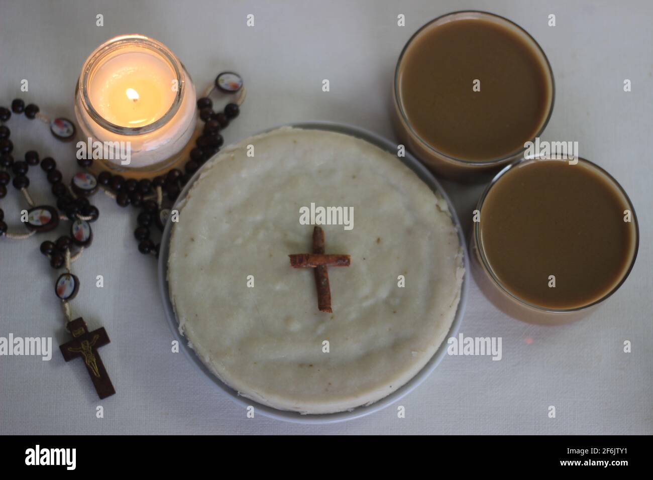 Unleavened rice cake made of rice flour, garlic, lentils on Maundy Thursday in memory of