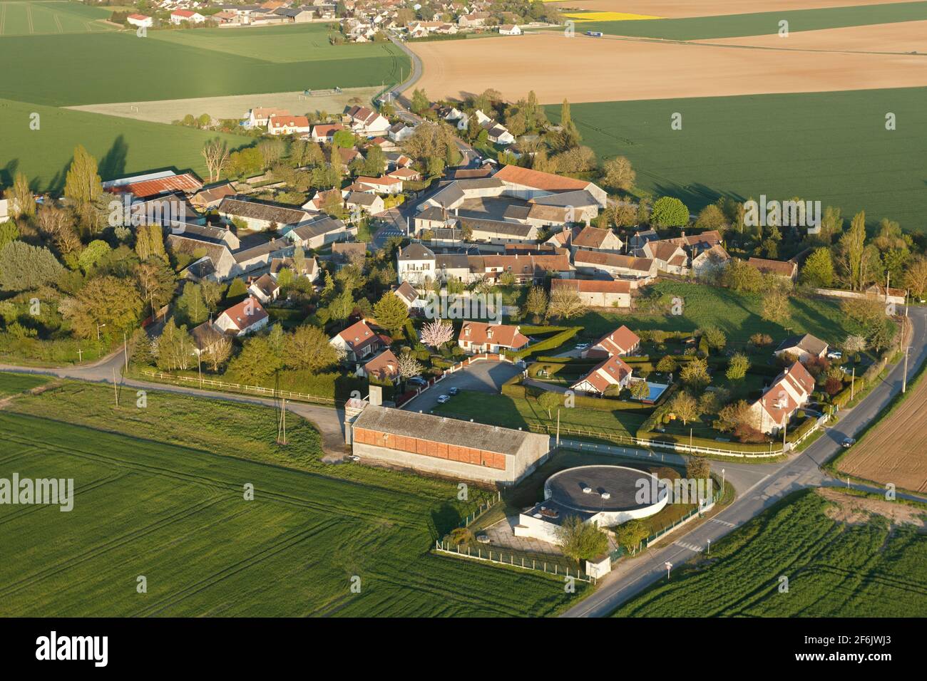 Aerial view of Brétonville, hamlet of Boinville-le-Gaillard, located in the south of the Yvelines department, Île-de-France region, France. Municipali - Stock Image