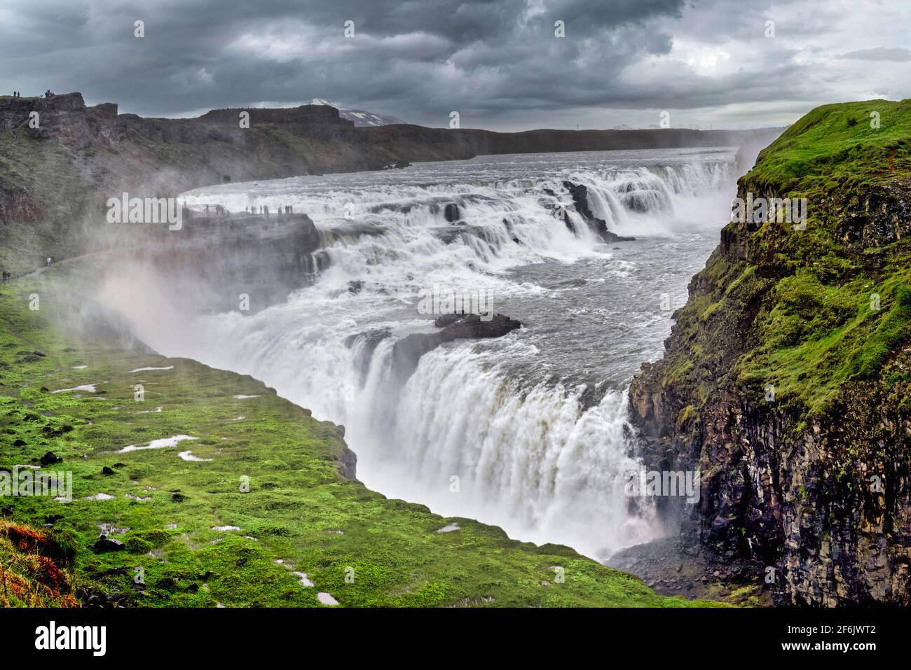 Gullfoss waterfalls. Gullfoss is a waterfall located in the canyon of the Hvítá river in southwest Iceland. Stock Photo