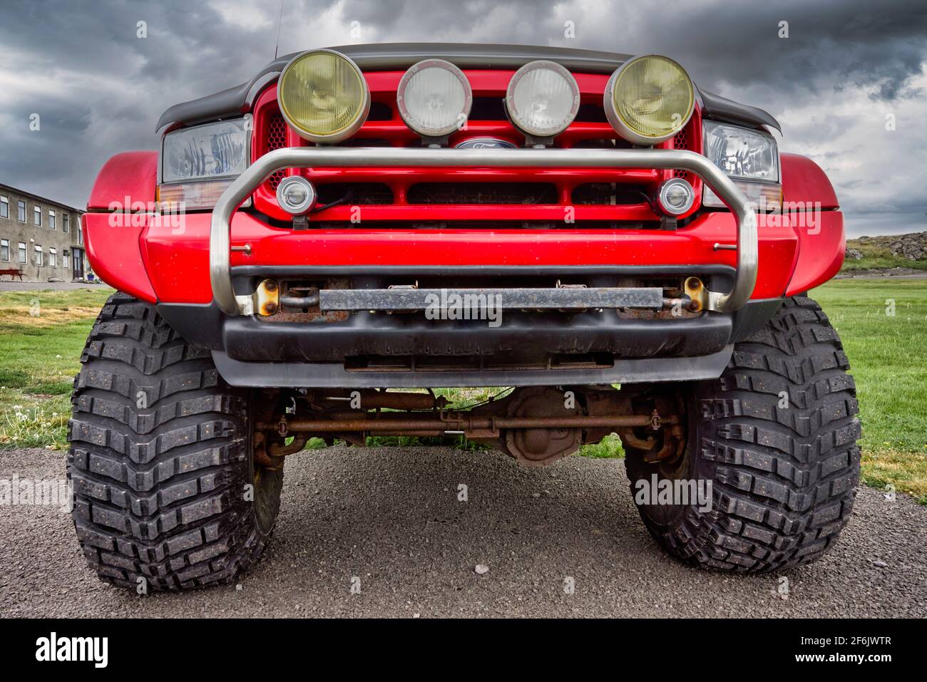 Monster trucks in Djupvegur Iceland Stock Photo Alamy