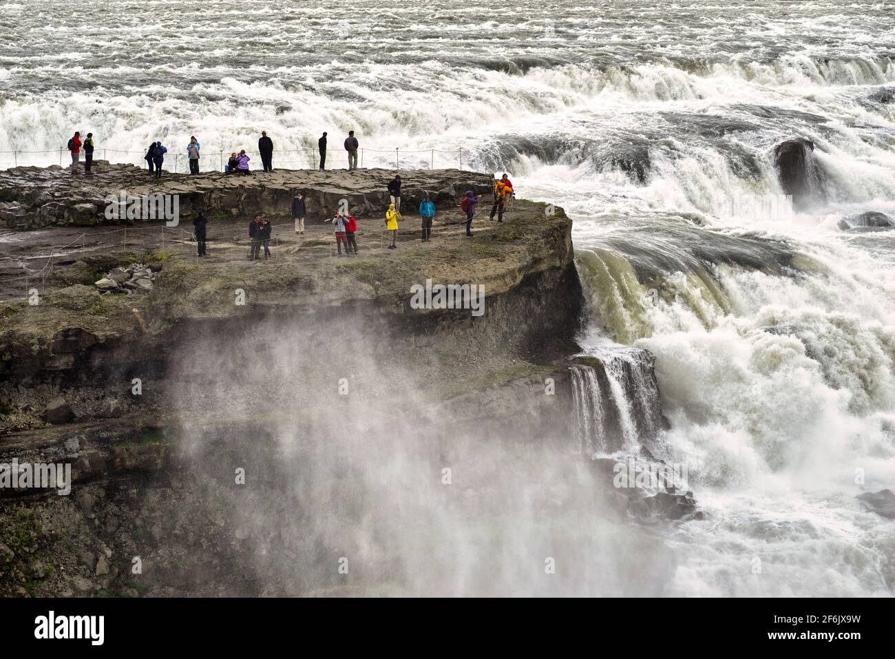 Gullfoss waterfalls. Gullfoss is a waterfall located in the canyon of the Hvítá river in southwest Iceland. Stock Photo