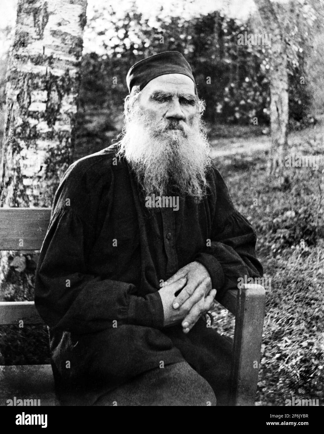 Vintage portrait photo of Russian writer Leo Tolstoy (1828 – 1910) – author of War and Peace + Anna Karenina. Photo circa 1897. Stock Photo