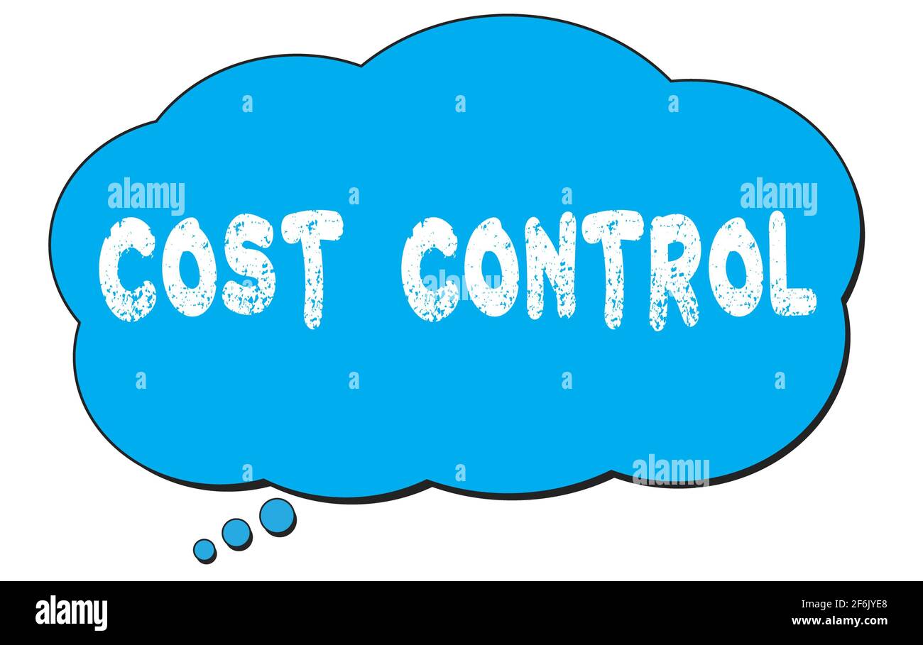 COST  CONTROL text written on a blue thought cloud bubble. Stock Photo